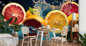 Fototapete ZITRUSFRÜCHTE Obst Wasser 3D 360 x 240 x 240 cm