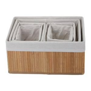 Lot de 12 paniers de rangement nature Marron clair - Blanc