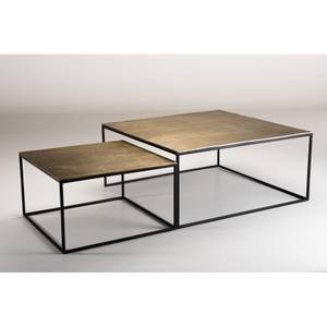2 tables gigognes carrées aluminium Doré - Métal - 89 x 40 x 89 cm