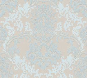 Barock Tapete Blau Vliestapete Beige - Blau