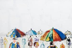 Tableau peint Sweet Rain Showers Bois massif - Textile - 80 x 80 x 4 cm