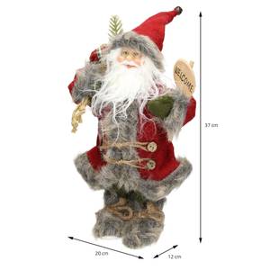 Weihnachtsmann Deko-Figur 37cm  rot/grau Rot - Naturfaser - Kunststoff - Textil - 12 x 37 x 20 cm