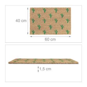 Paillasson coco motif cactus Marron - Vert - Fibres naturelles - Matière plastique - 60 x 2 x 40 cm