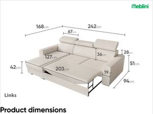 Ecksofa Voss L-Form Links Beige - Ecke davorstehend links - Longchair davorstehend links - Ottomane davorstehend links - Schlaffunktion davorstehend rechts