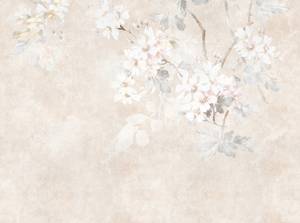 Fototapete Floral Beige - Grau - Weiß - Kunststoff - Textil - 371 x 280 x 1 cm