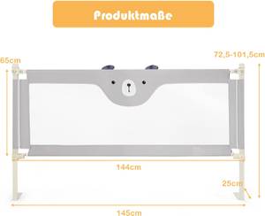 Bettgitter mit doppeltem Verschluss Grau - Metall - 25 x 102 x 145 cm