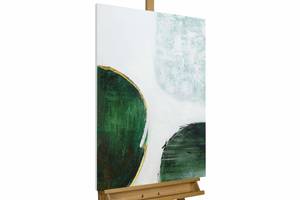 Acrylbild handgemalt Green Continents Grün - Weiß - Massivholz - Textil - 60 x 90 x 4 cm