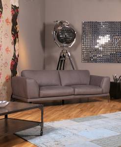 Sofa  DESIDE Leder 3-Sitzer grau Grau - Echtleder - Massivholz - 225 x 82 x 100 cm