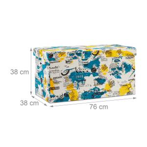 Faltbare Sitzbank zur Aufbewahrung Blau - Weiß - Gelb - Holzwerkstoff - Kunststoff - Textil - 76 x 38 x 38 cm