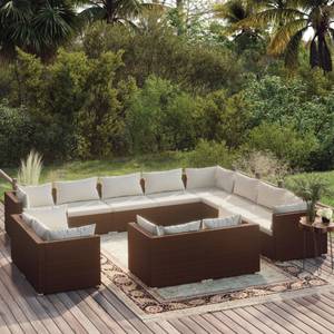 Salon de jardin 3013640-7 (lot de 12) Marron - Blanc - Métal - Polyrotin - 70 x 60 x 70 cm