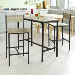 Table + 2 x Tabourets de Bar OGT03-N Bois