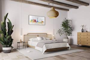 Bild gemalt Lisbon Skyline Silhouette Grau - Massivholz - Textil - 120 x 60 x 4 cm