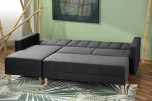 Easy Relax Funktionssofa mit Hocker Grau - Textil - Holz teilmassiv - 223 x 93 x 152 cm