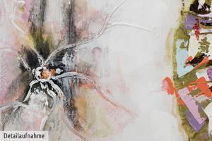 Tableau peint Ballet de la floraison Beige - Marron - Bois massif - Textile - 80 x 80 x 4 cm