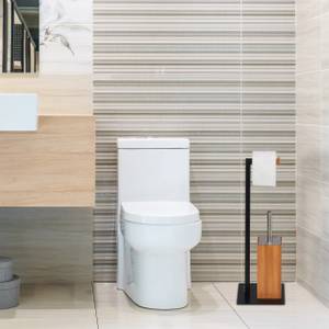 Set WC bambou & métal Noir - Marron - Argenté - Bambou - Métal - 20 x 60 x 20 cm