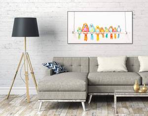 Acrylbild handgemalt Bunte Truppe Massivholz - Textil - 120 x 60 x 4 cm