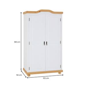 Garderobenschrank MÜNCHEN Weiß - Massivholz - Holzart/Dekor - 103 x 180 x 56 cm