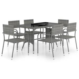 Salle à manger (lot de 7) 3009977-3 Gris - Métal - Polyrotin - 80 x 74 x 140 cm