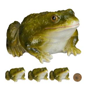 Lot de 4 statues de jardin Crapaud Noir - Vert foncé - Blanc