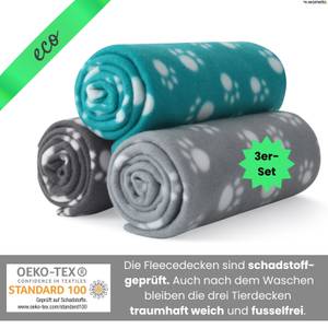 Tierdecke 100% recycelt (3er-Set) Grau - Textil - 70 x 100 x 0 cm