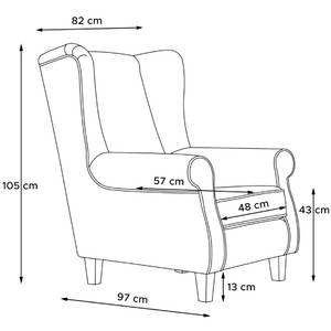 Ohrensessel mit Sitzhocker MILES Schwarz - Grün - Weiß