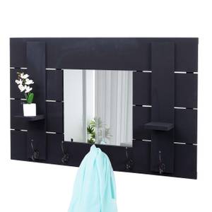 Garderobe murale C89 avec miroir Gris - Bois/Imitation - En partie en bois massif - 90 x 60 x 14 cm