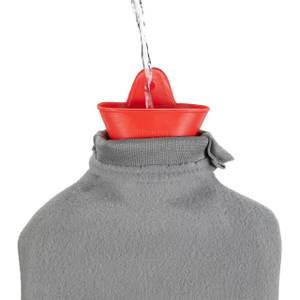 Wärmflasche mit Bezug 1,5 Liter Grau - Rot - Kunststoff - Textil - 19 x 35 x 5 cm