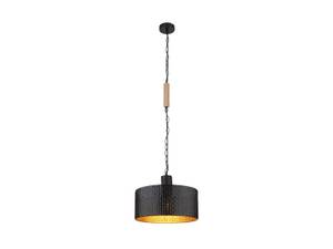 LED Pendelleuchte Schwarz Gold, Ø35cm Schwarz - Braun - Gold - Holzwerkstoff - Metall - 35 x 120 x 35 cm