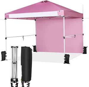3x3m Pop Up Pavillon mit Seitenwand Pink - Kunststoff - 300 x 290 x 300 cm