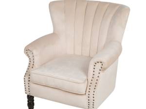 Fauteuil SVEDALA Beige - Crème - Chêne foncé