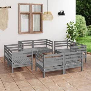 Salon de jardin Gris - Bois massif - Bois/Imitation - 64 x 63 x 64 cm