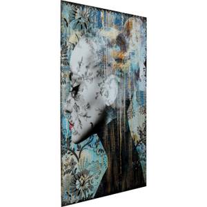 Glasbild Lady Flower Blau - Glas - 100 x 150 x 1 cm