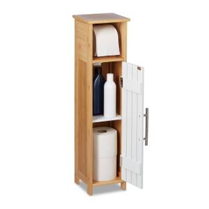 Toilettenpapierhalter stehend Holzoptik Braun - Weiß - Bambus - Holzwerkstoff - 18 x 71 x 20 cm