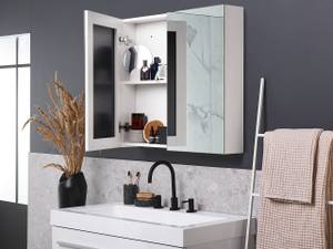 Armoire de toilette avec miroir NAVARRA Argenté - Blanc - 80 x 70 cm