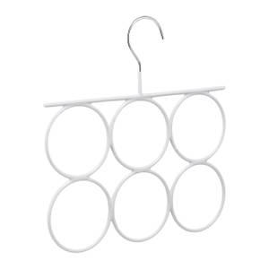 Porte-écharpes avec 6 anneaux Gris - Argenté - Métal - Matière plastique - 29 x 29 x 1 cm