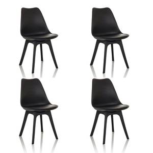 Schalenstuhl 4er Pack SCANDI P Schwarz - Kunststoff - Kunstleder - 48 x 87 x 56 cm