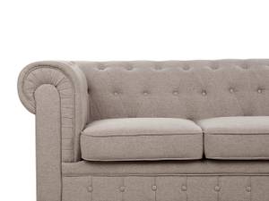 3-Sitzer Sofa CHESTERFIELD Beige - Eiche Dunkel - Taupe - 202 x 70 x 75 cm