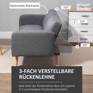 Schlafsofa 839-214GY Grau - Massivholz - 75 x 73 x 173 cm