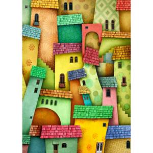 Puzzle Joyful Houses Papier - 24 x 5 x 34 cm