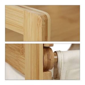 Panier à linge bambou sac à linge 30 L Marron - Blanc - Bambou - Textile - 37 x 73 x 33 cm