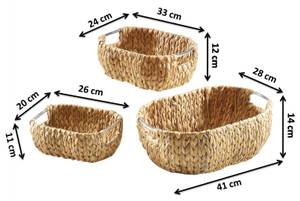 3tlg. Set Dekoschale HYACINTHBOWL Braun - Naturfaser - 28 x 14 x 41 cm