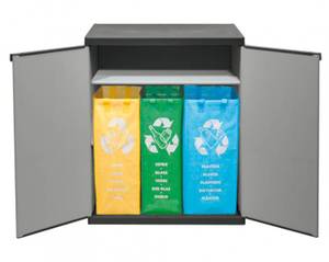Verschließbarer Mülltrenner Müllschrank Grau - Kunststoff - 40 x 85 x 68 cm