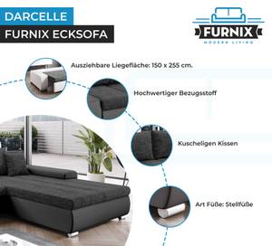 Ecksofa DARCELLE Schwarz - Steingrau