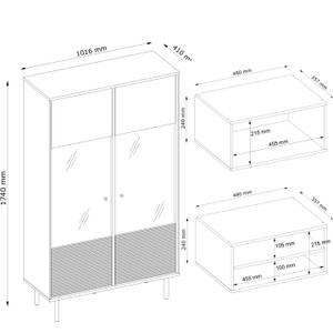 Vitrine LOFTY TV/Außenseiteneinlage Schwarz - Braun - Eiche Dekor