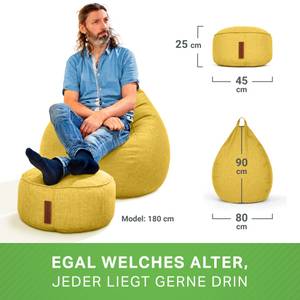 Set Indoor Sitzsack "Home Linen“+Hocker Gelb