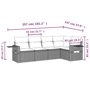 Gartensitzgruppe K4929(5-tlg) Schwarz - Massivholz - 69 x 62 x 62 cm