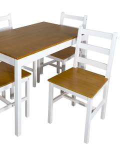 Ensemble 4 chaises et table NIL Blanc - Bois massif - 65 x 65 x 65 cm