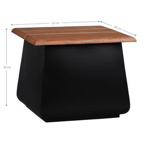 Table d'appoint 50x40x50cm noir/naturel Noir - Marron - Métal - Bois massif - 50 x 40 x 50 cm
