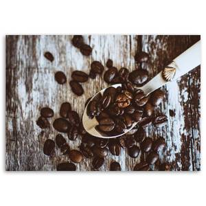 Leinwandbild Kaffeebohnen Holz Getränke 120 x 80 cm