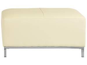 Ecksofa OSLO 2-tlg Beige - Creme - Silber - Armlehne davorstehend links - Ecke davorstehend rechts - Mit Hocker - Mit Kissen - Echtleder